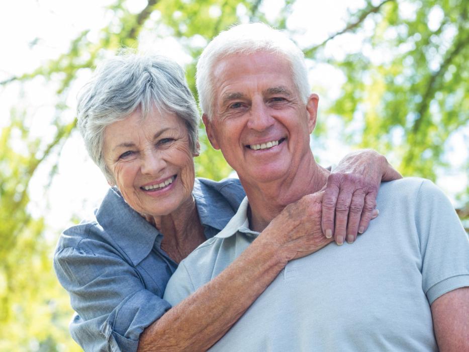 Elderly couple smiling at Northdale Park in Tampa, FL